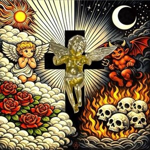 Vintage 80s Italian 925 Sterling Silver Vermeil Gold Plated Cherub Angel Pendant